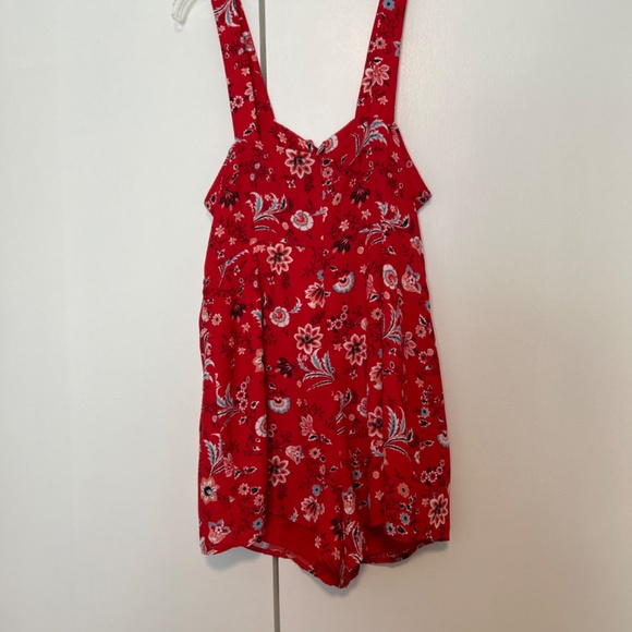 Forever 21 Red Paisley Bottom half lined Romper L - Picture 4 of 8